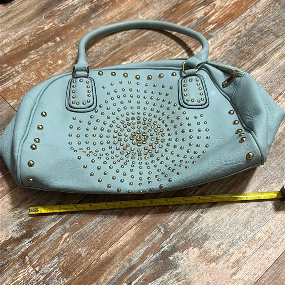 Elegant Studded Blue Handbag - Picture 2 of 6